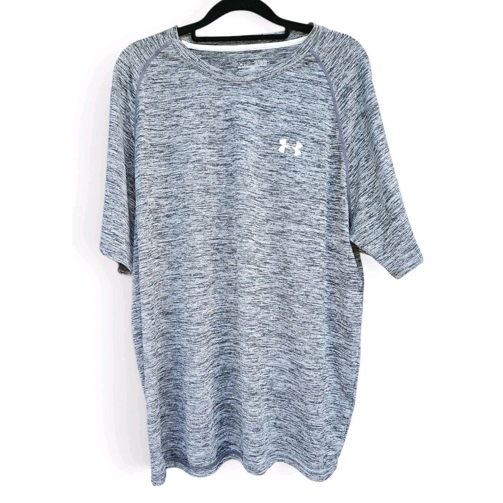 Under Armour Short Sleeve Athletic Shirt Mens XL Gray HeatGear Loose Space Dye